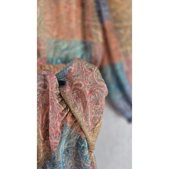 Boston Proper 2 Piece Sheer Dress Sparkly Boho Paisley Sz L Cream Tank Slip - Picture 15 of 16